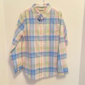 Janie and Jack Pastel Plaid Button-Down Shirt - Blue, Green, Pink